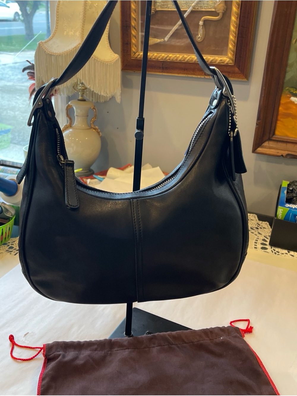 VTG COACH Legacy West Zoe Black Leather Crescent Small Hobo Bag 9342 Y2K